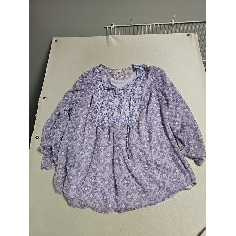 CJ Banks 3xBlouse Purple‎ Tank Underneath 3/4 Sleeve Top Boho Cottage Core